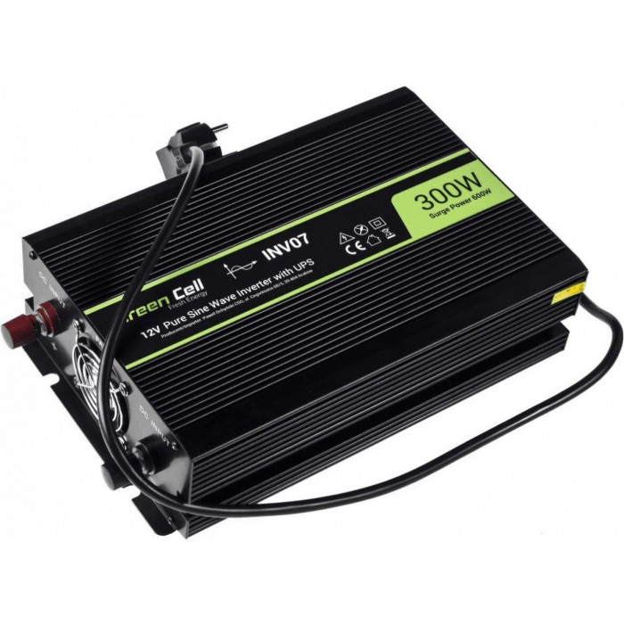 Фото Перетворювач (інвертор) DC-AC Green Cell 12V 230V 300W/600W (INV07)